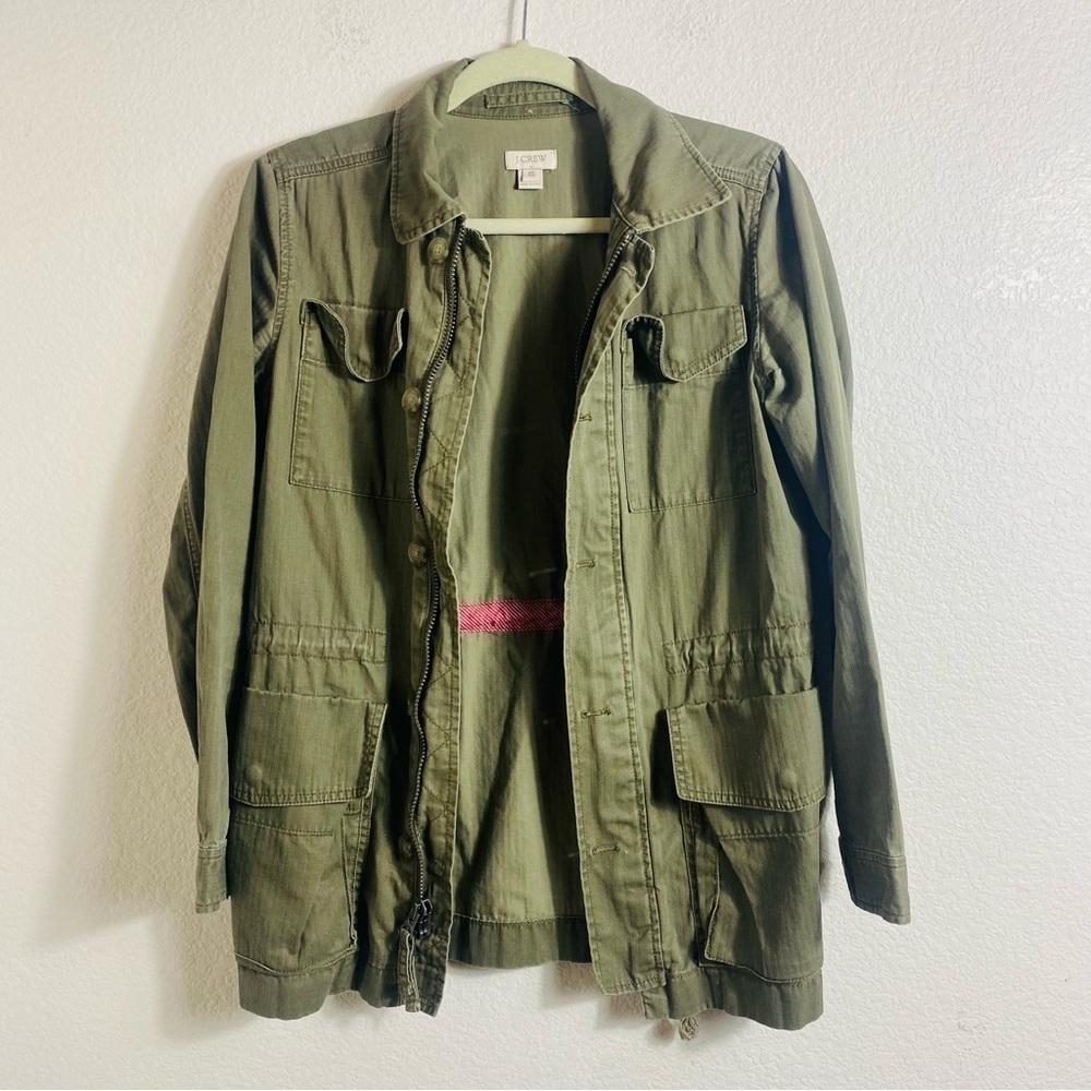 J.CREW Women Thin Waisted Military Olive Green Jacket Size: XS